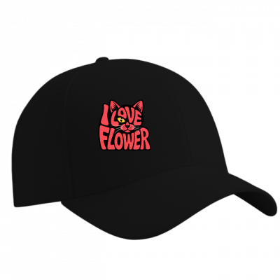 I Love Flower Cat Face Typography Graphic Design Hat
