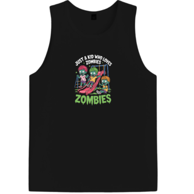 Just A Kid Who Loves Zombies Funny Cartoon Men's Tank Top