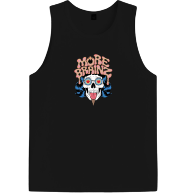 More Brains Zombie Head Cartoon Graphic Men's Tank Top